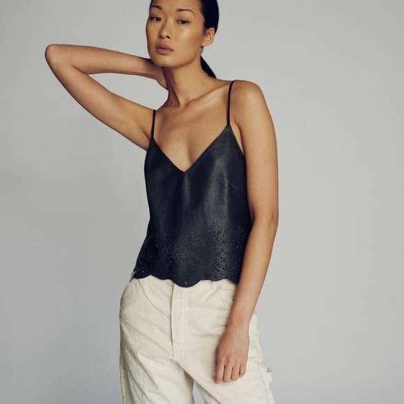 NWT! Marissa Webb Bristol Leather Black Eyelet Cut Tank‎ Size S - Picture 1 of 15